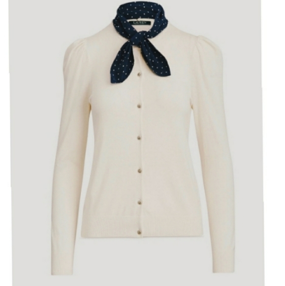 Ralph Lauren Tops - Ralph Lauren Mascarpone Cream Cardigan W/Neck Scarf
